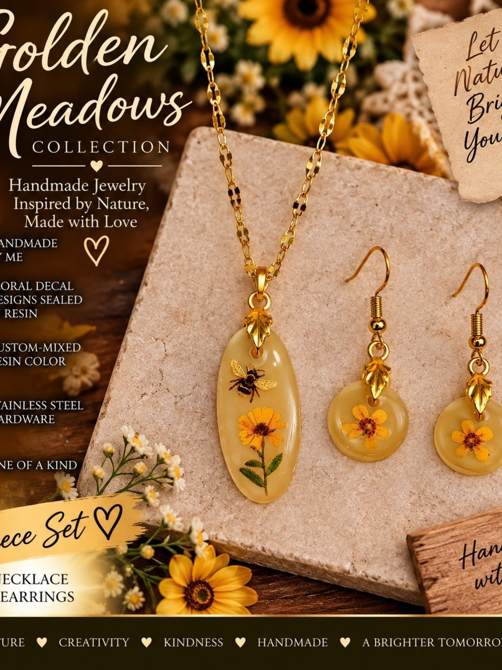Golden Meadows Collection necklace and earrings set Floral Necklace & Earring